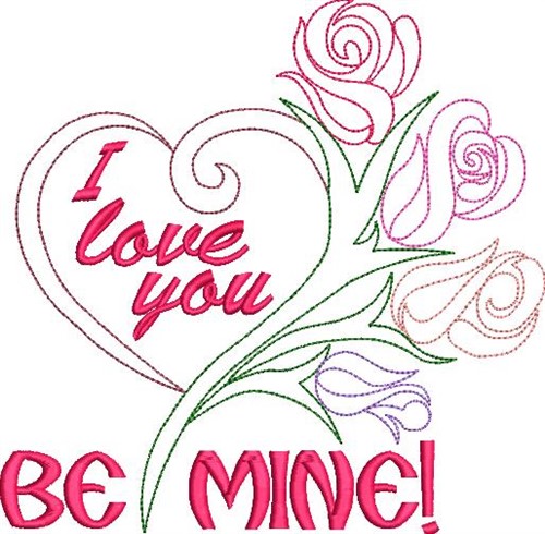 Be Mine Valentine Outline Machine Embroidery Design