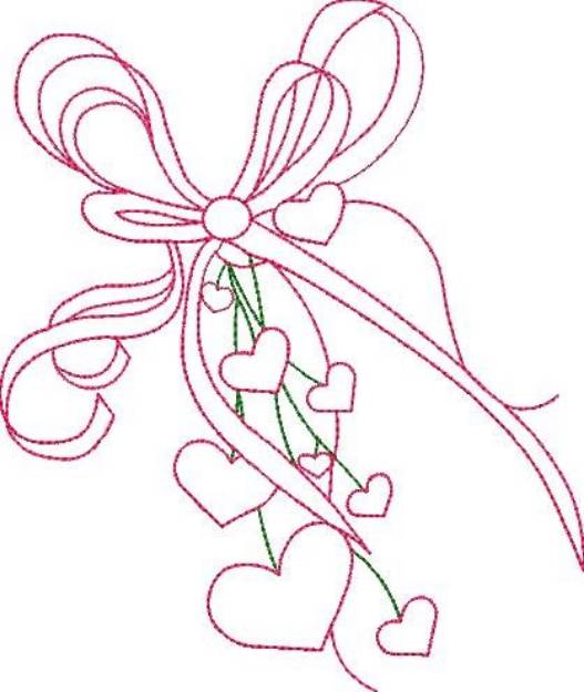 Picture of Ribbon & Hearts Outline Machine Embroidery Design