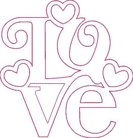 Valentines Day Love Outline Machine Embroidery Design