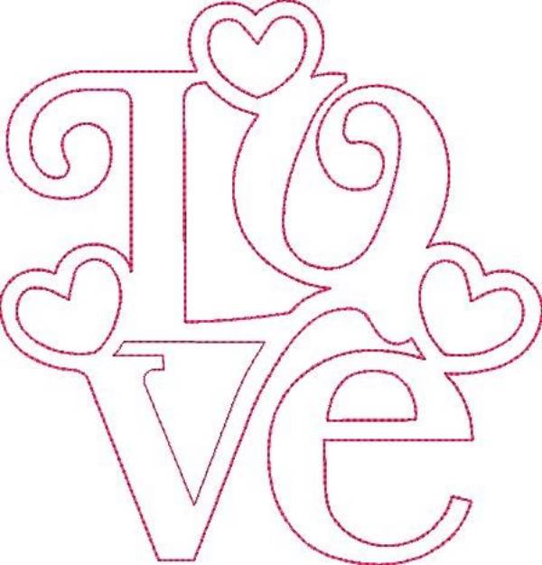 Picture of Valentines Day Love Outline Machine Embroidery Design