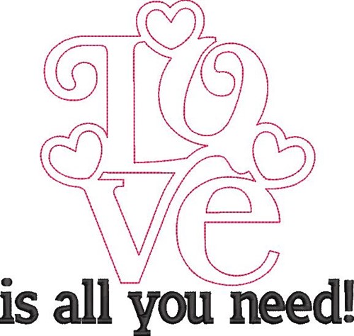 Valentines Day Love Outline Machine Embroidery Design