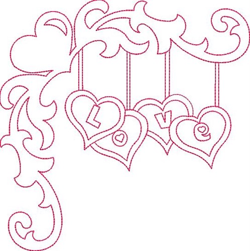Valentines Heart Border Outline Machine Embroidery Design