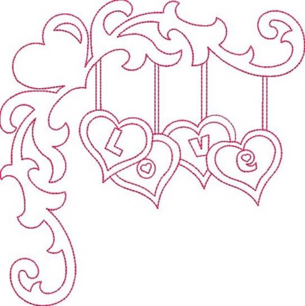 Picture of Valentines Heart Border Outline Machine Embroidery Design