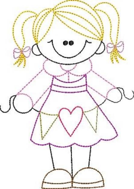 Picture of Valentines Day Girl Machine Embroidery Design