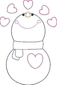 Picture of Valentines Day Snowman Outline Machine Embroidery Design