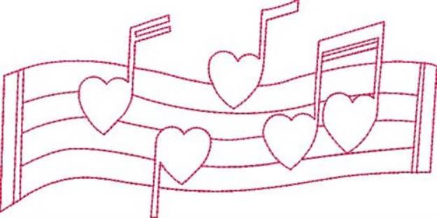 Picture of Outline Valentine Music Staff Machine Embroidery Design