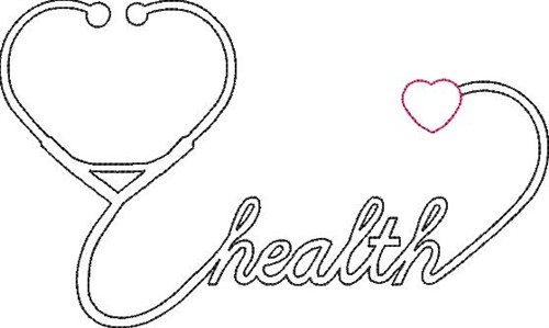 Stethoscope Heart Outline Machine Embroidery Design