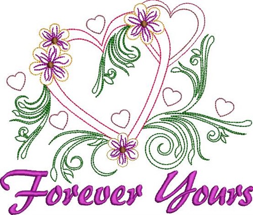 Forever Yours Floral Heart Machine Embroidery Design