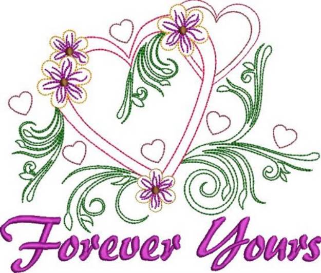Picture of Forever Yours Floral Heart Machine Embroidery Design