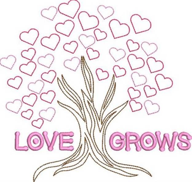 Picture of Love Grow Valentine Tree Machine Embroidery Design