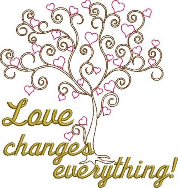 Picture of Swirly Valentines Day Tree Machine Embroidery Design