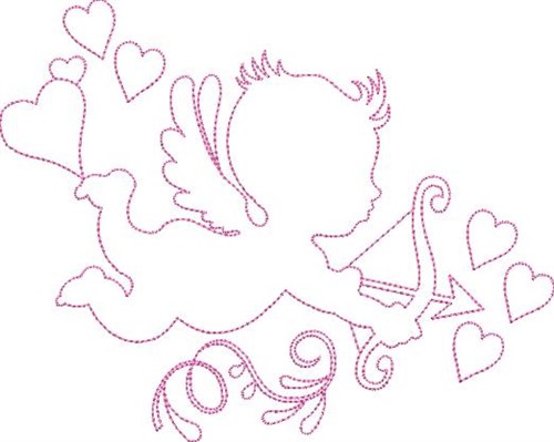 Cupid Outline Machine Embroidery Design