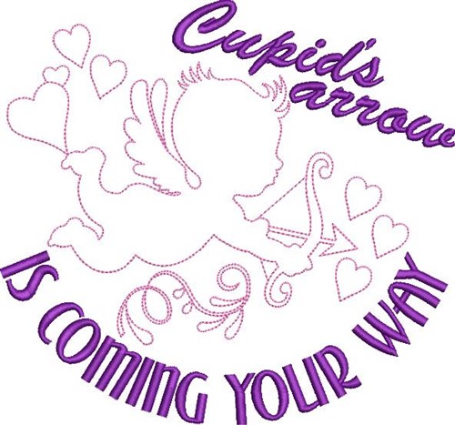 Valentines Cupid Outline Machine Embroidery Design