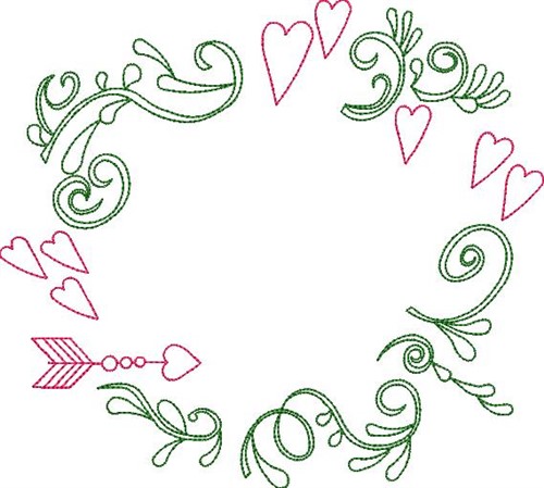 Valentine Border Outline Machine Embroidery Design