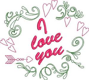 Picture of I Love You Wreath Machine Embroidery Design