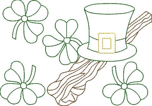 St. Patricks Day Outline Machine Embroidery Design
