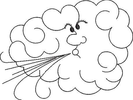 Windy Cloud Outline Machine Embroidery Design