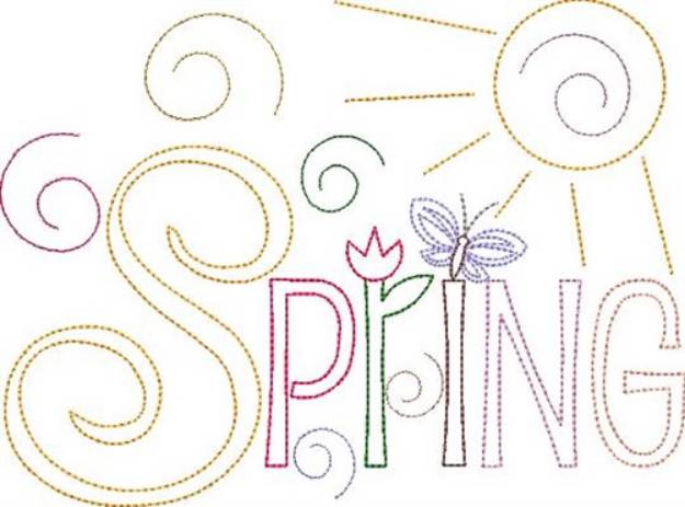 Picture of Spring Outline Machine Embroidery Design