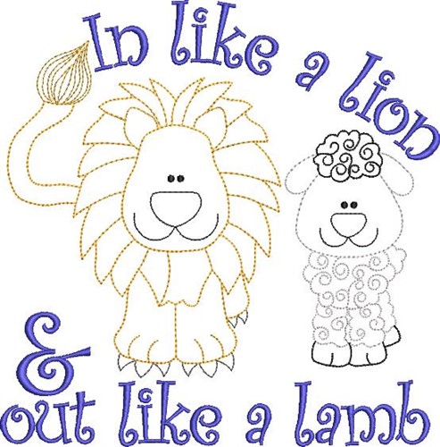 March Lion & Lamb Machine Embroidery Design