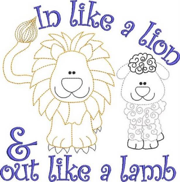 Picture of March Lion & Lamb Machine Embroidery Design