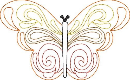 Swirly Butterfly Outline Machine Embroidery Design