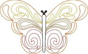 Picture of Swirly Butterfly Outline Machine Embroidery Design