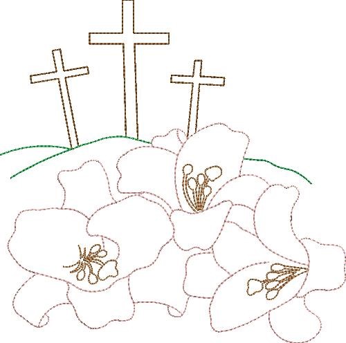 Easter Calvary Outline Machine Embroidery Design