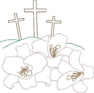 Picture of Easter Calvary Outline Machine Embroidery Design