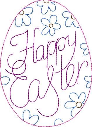 Decorative Easter Egg Outline Machine Embroidery Design