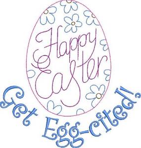 Picture of Egg-cited Easter Egg Outline Machine Embroidery Design