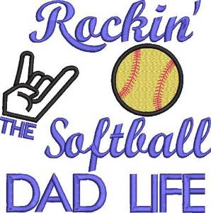 Picture of Rockin Softball Dad Machine Embroidery Design