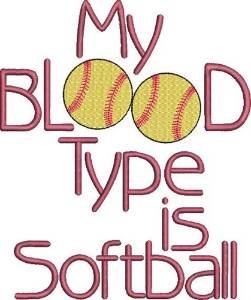 Picture of Softball Blood Type Machine Embroidery Design