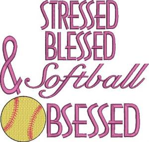 Picture of Softball Obsessed Machine Embroidery Design