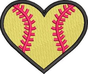 Picture of Softball Heart Machine Embroidery Design