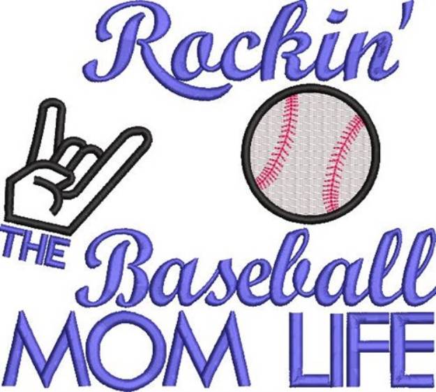 Picture of Rockin Baseball  Mom Machine Embroidery Design