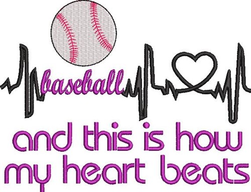 Baseball Heartbeats Machine Embroidery Design
