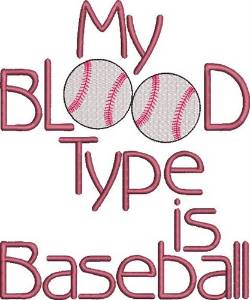 Picture of Baseball Blood Type Machine Embroidery Design