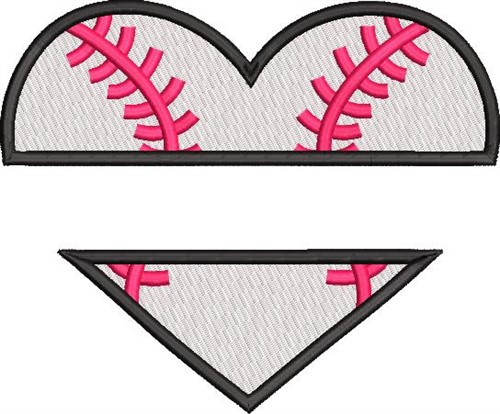 Baseball Heart Name Drop Machine Embroidery Design