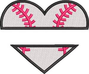 Picture of Baseball Heart Name Drop Machine Embroidery Design