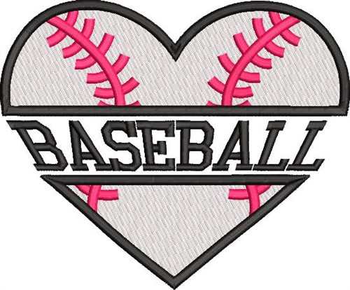 Baseball Heart Name Drop Machine Embroidery Design