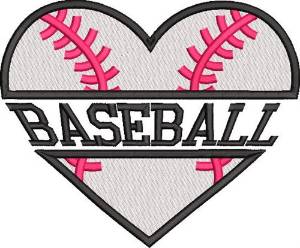 Picture of Baseball Heart Name Drop Machine Embroidery Design