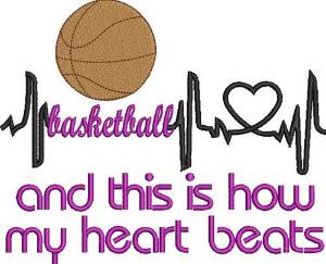 Picture of Basketball Heartbeats Machine Embroidery Design