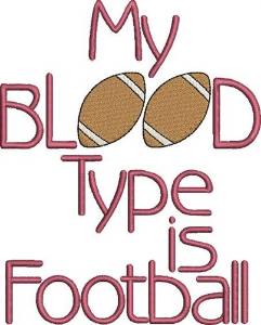 Picture of Football Blood Type Machine Embroidery Design