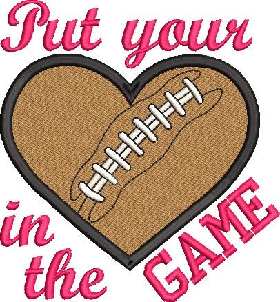 Heart In The Game Machine Embroidery Design