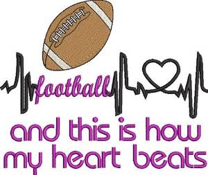 Picture of Football Heartbeats Machine Embroidery Design