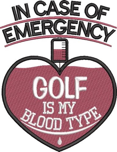 Golf Emergency Machine Embroidery Design