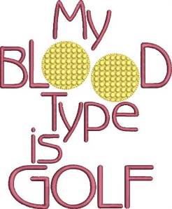 Picture of Golf Blood Type Machine Embroidery Design