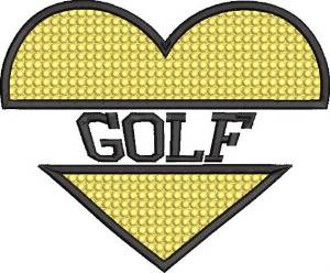 Picture of Golf Heart Name Drop Machine Embroidery Design