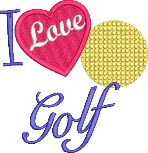 I Love Golf Machine Embroidery Design