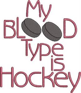 Picture of Hockey Blood Type Machine Embroidery Design